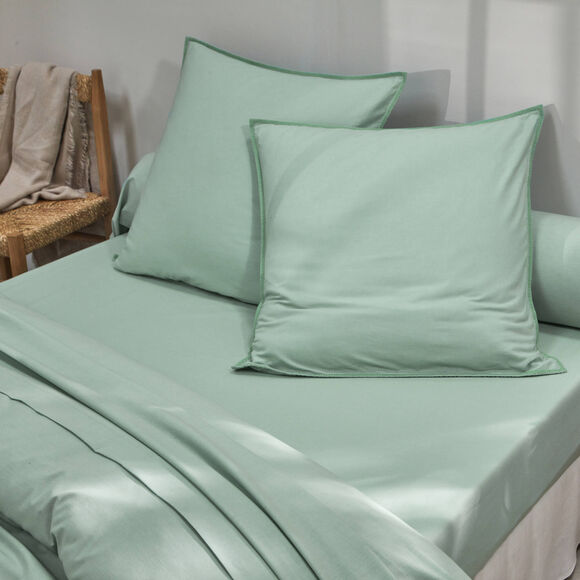 Effen bedlinnen in gewassen katoen (groen) Effen bedlinnen in gewassen katoen (groen)